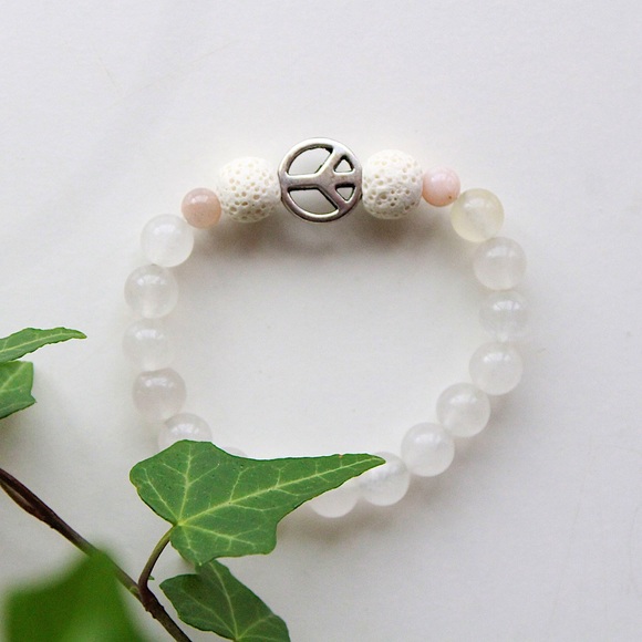 Clear + Rose Quartz Crystal Bracelet - Picture 3 of 3